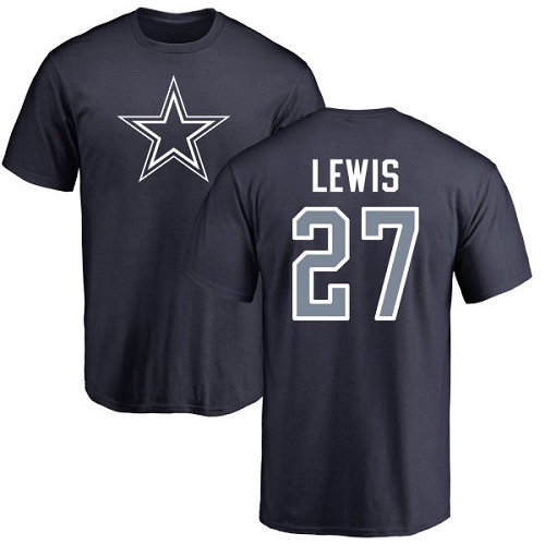 Men Dallas Cowboys Navy Blue Jourdan Lewis Name and Number Logo #27 Nike NFL T Shirt->nfl t-shirts->Sports Accessory
